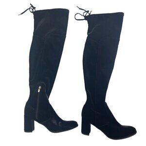 Marc Fisher Velvet Above Knee Boots Womens 6.5 Black Zipper